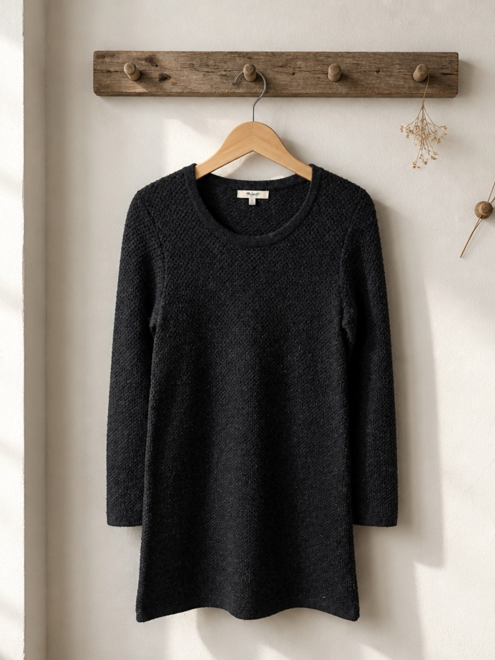 Madewell Black Crewneck Tunic Sweater